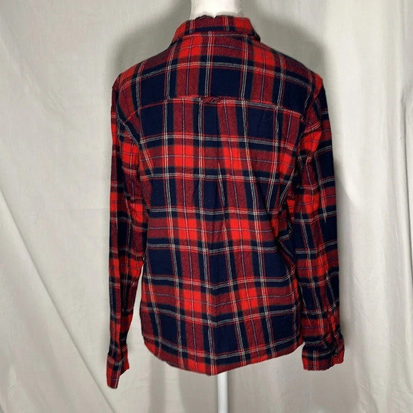 women's red blue green white plaid PacSun button down flannel shirt size xs/s - Picture 2 of 3